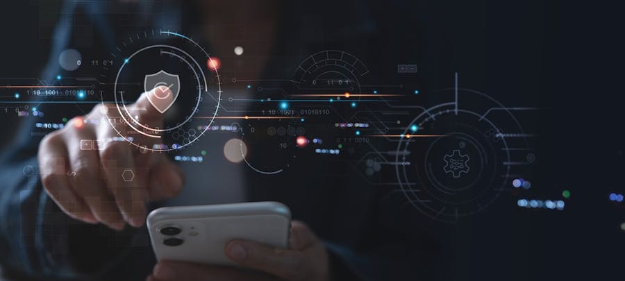 Cyber,Security,Network.,Padlock,Icon,And,Internet,Technology,Networking.,Businesswoman